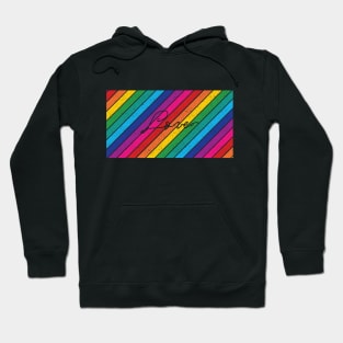 Retro Diagonal Rainbow Stripes Love Hoodie